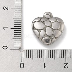 304ステンレスペンダント  ハートチャーム  アンティークシルバー  16x15x4.5mm  穴：1.8mm&nbsp;STAS-D197-21AS-03