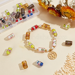 36 шт. 9-х цветные бусины ручной работы из серебряной фольги в технике лэмпворк&nbsp;FOIL-OC0001-04