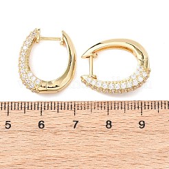 Овальные серьги-кольца из латуни с микропаве из прозрачных кубических цирконий&nbsp;EJEW-G458-01G