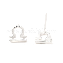 925スターリングシルバースタンドピアス  銀  十二星座  天秤座  8x8.5mm&nbsp;EJEW-K303-01S-05