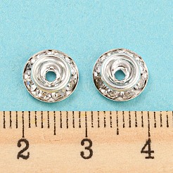 真鍮クリスタルラインストーンビーズ  カドミウムフリー＆鉛フリー  フラットラウンド  銀  9x2.5mm  穴：1.6~2mm&nbsp;RB-F035-06A-S