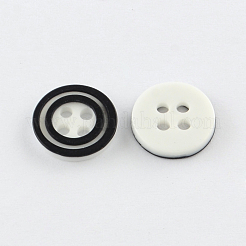 4つ穴プラスチックボタン  フラットラウンド  ブラック  11x2mm  穴：1.5mm&nbsp;BUTT-R034-030