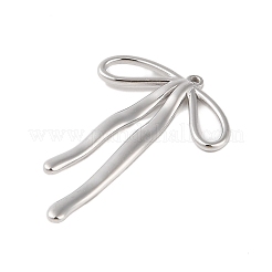 変色しない304ステンレススチールペンダント  ちょう結びチャーム  ステンレス鋼色  42x28x2mm  穴：1.2mm&nbsp;X-STAS-S125-02P-04