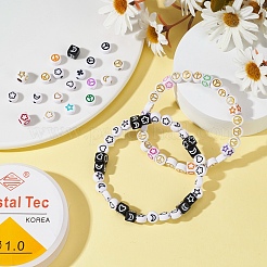 DIYジュエリー作成キット  フラットラウンド＆キューブ不透明＆クラフトスタイルのアクリルビーズとクリスタルスレッドを含む  ミックスカラー  ビーズ：795~840個/セット&nbsp;DIY-YW0003-89