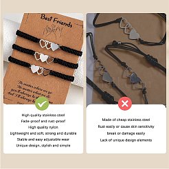 Ensemble de bracelets à maillons en forme de cœur en acier inoxydable 3pcs 3 styles&nbsp;BJEW-SW00106-02