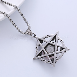 Винтажное панк-ожерелье с подвеской в виде гексаграммы из нержавеющей стали 304 с изображением сглаза QO6667