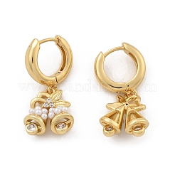 Латунные серьги-кольца из прозрачного кубического циркония EJEW-R016-06G