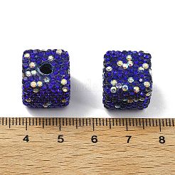 Бусины из полимерной глины в форме куба со стразами CLAY-NH0001-08A