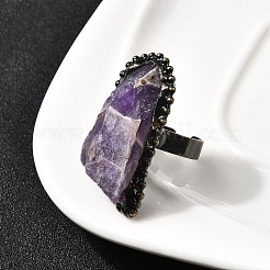 Открытые кольца-манжеты с натуральными драгоценными камнями неправильной формы G-A278-03AB