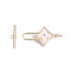 Застежки-тоггл из натуральной пресноводной белой латуни KK-T062-235G