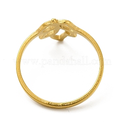 Ионное покрытие (ip) 201 нержавеющая сталь ажурный лист перстень для женщин&nbsp;RJEW-G278-31G