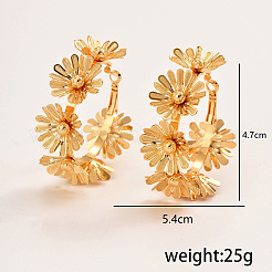 Роскошные латунные серьги-кольца с цветами&nbsp;NZ6033