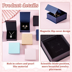 18 шт. 6-цветный квадратный бумажный магнитный флип-кейс для хранения ювелирных изделий в подарок CON-PH0003-02