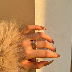 925 перстень из стерлингового серебра с микропаве из кубических цирконий для женщин RJEW-F180-05P