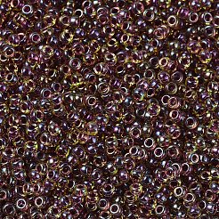 MIYUKIラウンドロカイユビーズ  日本製シードビーズ  11/0  （rr336)ワインライニングペリドット光沢  2x1.3mm  穴：0.8mm  約50000個/ポンド&nbsp;SEED-G007-RR0336