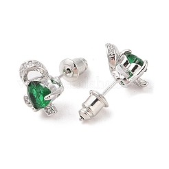 Серьги-гвоздики из латуни с микропаве из кубического циркония EJEW-I304-06P