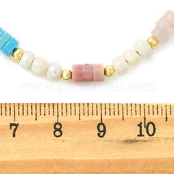 Collane da donna con perle heishi di quarzo rosa naturale&nbsp;NJEW-JN06294-01