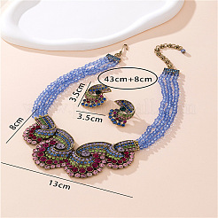 Set di collane con ciondolo multistrato in lega con strass a forma di conchiglia e orecchini a bottone&nbsp;WG942CA-03