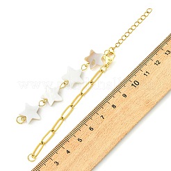 Armbandherstellung aus Büroklammerkette aus Edelstahl 304 und Gliederkette aus Naturmuschel in Stern-&nbsp;AJEW-JB01608