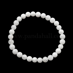 Браслеты из натурального белого нефрита с круглыми бусинами&nbsp;BJEW-F202-06-01