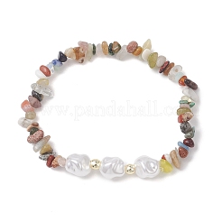 Эластичные браслеты из натуральных смешанных драгоценных камней для женщин.&nbsp;BJEW-JB13237