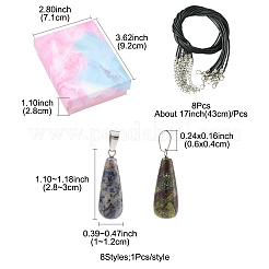 Наборы для самостоятельного изготовления ожерелий с подвесками из натуральных и синтетических драгоценных камней и вощеного шнура DIY-FS0008-48