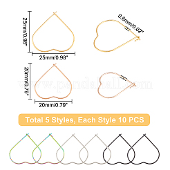 50 шт. 5 стиля ионного покрытия (IP) 304 нержавеющая сталь фурнитура для сережек-колец STAS-DC0007-06