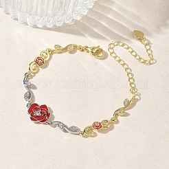 Messing-Gliederkettenarmbänder mit Mikropflaster und klarem Zirkonia für Damen&nbsp;BJEW-C156-05PG