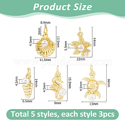 15шт 3 стиля латунные подвески&nbsp;KK-HS0015-48