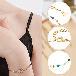 10 stücke 5 farben 304 edelstahl emaille oval link kette armband zeug&nbsp;AJEW-GO00045