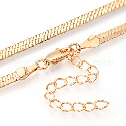 Латунные ожерелья с плоской змеиной цепочкой для женщин и мужчин NJEW-N054-04G