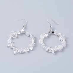 Натуральный кварц кристалл болтающийся серьги&nbsp;EJEW-E255-D15