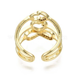 Кольца-манжеты из латуни Alentine's Day с прозрачным кубическим цирконием и микропаве&nbsp;RJEW-S044-126-NF