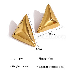 304ステンレススチール製トライアングルスタッドピアス  ゴールドカラー  40x30mm&nbsp;FS-WG174AB-02
