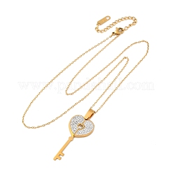 304 нержавеющая сталь полимерная глина стразы открывающиеся ключом ожерелья для женщин&nbsp;NJEW-Z065-11G