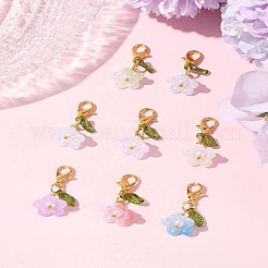 8 шт. 8-х цветные акриловые подвесные украшения-цветы HJEW-FS00034-04