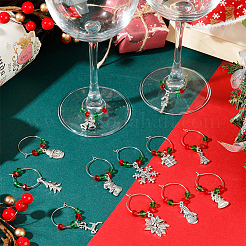 12 Stück Weihnachtsthema im tibetischen Stil aus Legierung und Glas&nbsp;AJEW-SC0002-02