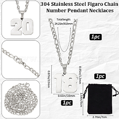 1 шт. 304 нержавеющая сталь Фигаро цепочка ожерелье с подвеской в виде цифры&nbsp;NJEW-BBC0001-28B-P