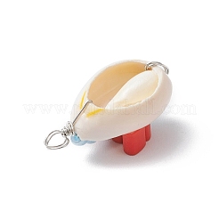 Подвески из натуральной ракушки каури и полимерной глины ручной работы&nbsp;PALLOY-JF03818-02