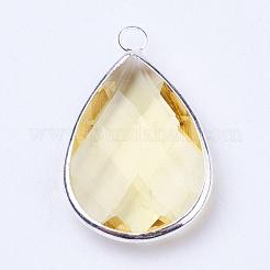 Серебряные плакированные медью стеклянные стеклянные подвески&nbsp;GLAA-M006-A-18S