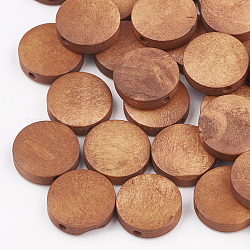 Бусины из натуральной груши, окрашенные, плоско-круглые, цвет шоколада, 15x4 мм, отверстие : 1.8 мм