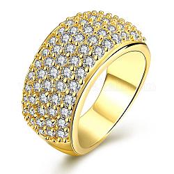 Ottone classico zirconi anelli a larga banda per le donne, oro, misura degli stati uniti 7 (17.3mm)