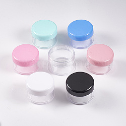 Pot de crème pour le visage en plastique polystyrène, contenants de cosmétiques, avec couvercle à vis, couleur mixte, 3.75x2.55 cm, capacité: 15g