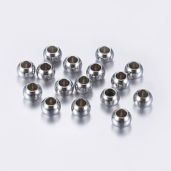 201 perline in acciaio inossidabile, rondelle, colore acciaio inossidabile, 6x4.5mm, Foro: 3 mm