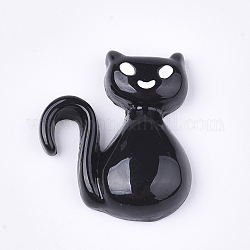 Cabochon gattino in resina, fumetto gatto, nero, 25x21.5x6mm