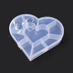 Contenedores de abalorios de plástico, para piezas pequeñas, hardware y artesanía, corazón, Claro, 14.3x15.6x2.75 cm