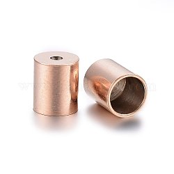 Placage ionique (ip) 304 embouts de cordon en acier inoxydable, embouts, colonne, or rose, 6x5mm, Trou: 1.5mm, diamètre intérieur: 4 mm