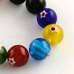 Round Handmade Millefiori Glass Beads Strands, Mixed Color, 10mm, Hole: 1mm, about 38pcs/strand, 14.1inch