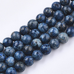 Собраны натуральные бронзитовые и синтетические бирюзовые бусы, окрашенные, круглые, стальной синий, 8~8.5 мм, отверстие : 1 мм, около 50~51 шт / нитка, 16.1 дюйм