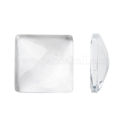 透明なガラスの正方形カボション  透明  15x15x5mm